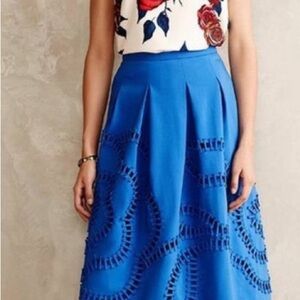 Anthropologie Sachin + Babi Bloomstitch royal blue midi skirt size 4